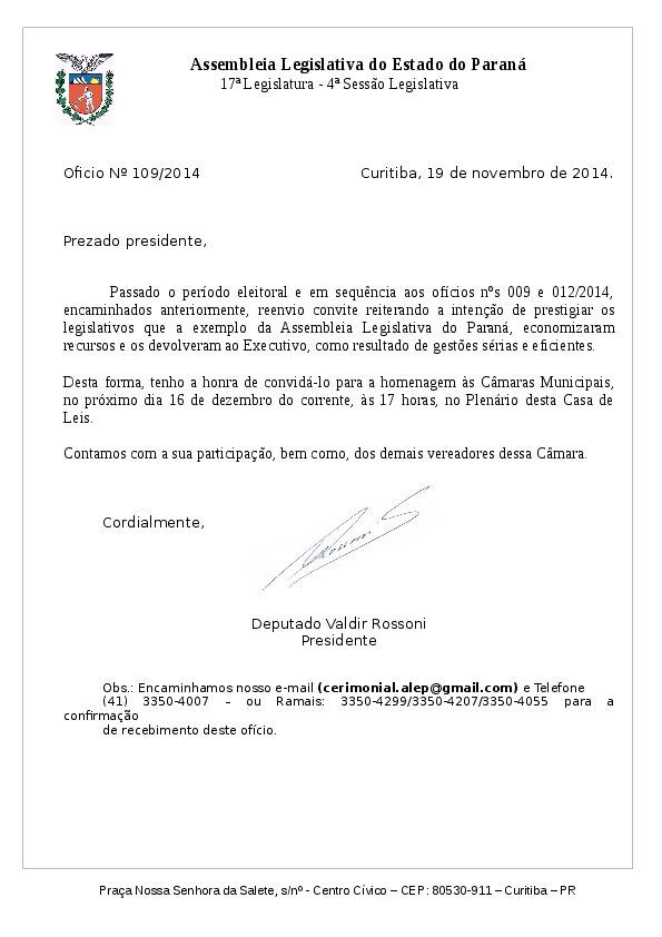 Ofício ALEP 109/2014